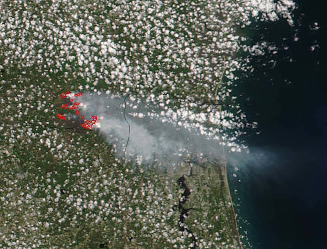 Suomi NPP image of West Mims Fire in Georgia