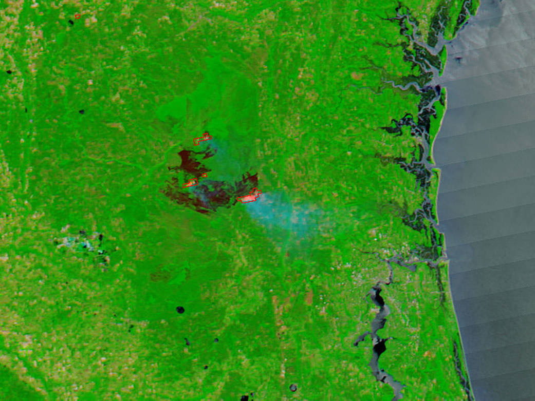 False color image of West Mims Fire, Georgia