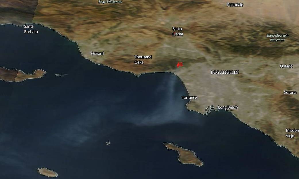 Terra image of the Getty fire in California