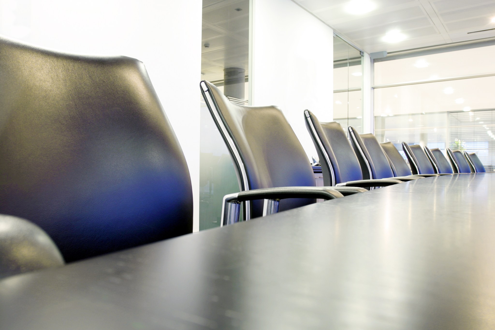 A row of boardroom chairs