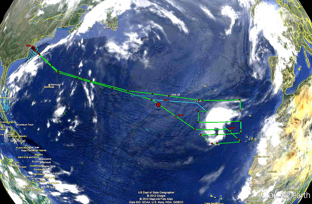 Global Hawk flight path over Nadine.