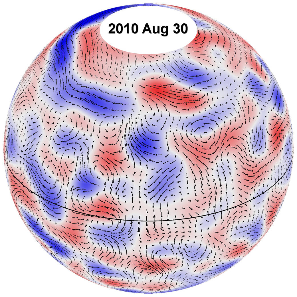 Data from the Helioseismic and Magnetic Imager on NASA's Solar Dynamics Observatory reveals giant cells on the sun with convecti