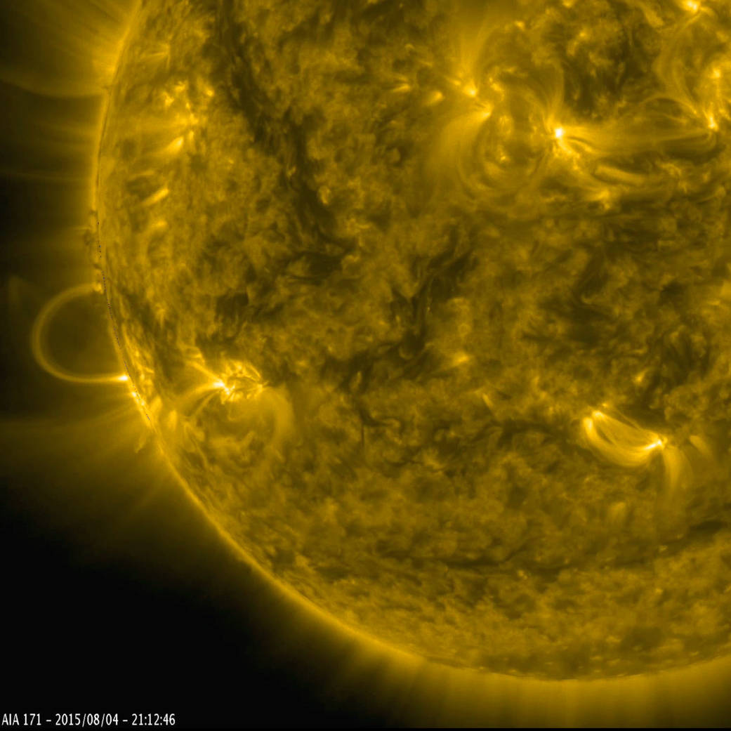 Magnetically charged particles formed a nicely symmetrical arch at the edge of the sun as they followed the magnetic field lines