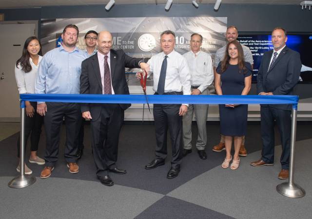 On August 9, 2022 Glenn Research Center’s newest lobby renovation, the 10x10 Supersonic Wind Tunnel Facility, was celebrated with a ribbon cutting by Acting Center Director, Dr. James “Jimmy” Kenyon and AETC Portfolio Office Director, Dr. Ron Colantonio.
