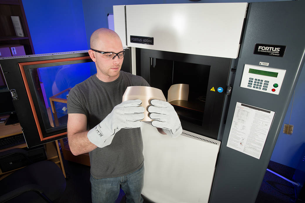 Engineer Brian Brandenburg, working on additive manufactured components