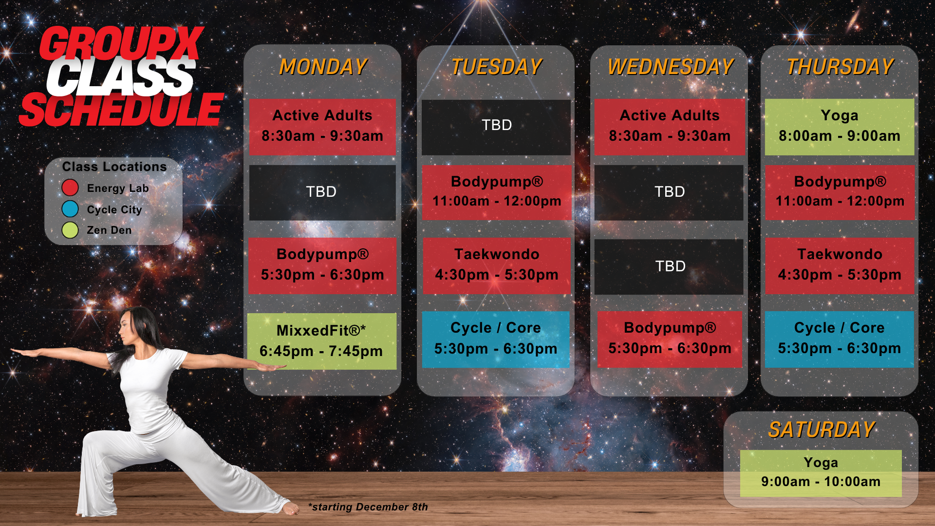 Starport's group exercise schedule