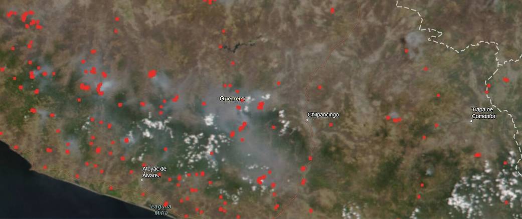 Fires near Guerrerr Mexico
