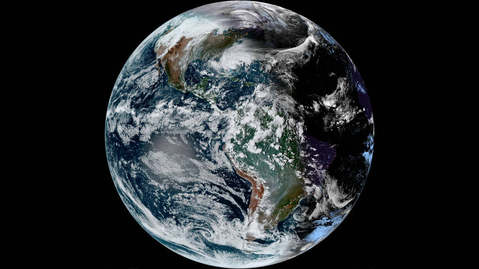 GOES-16 full disk GeoColor image from Mar. 13, 2022. 