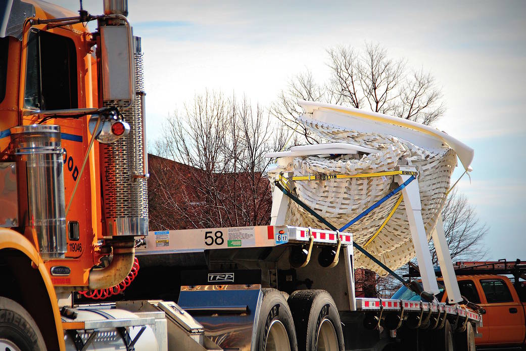 A prototype lunar habitat is on a truck bound for the Virginia Air and Space Center in Hampton, Virginia.