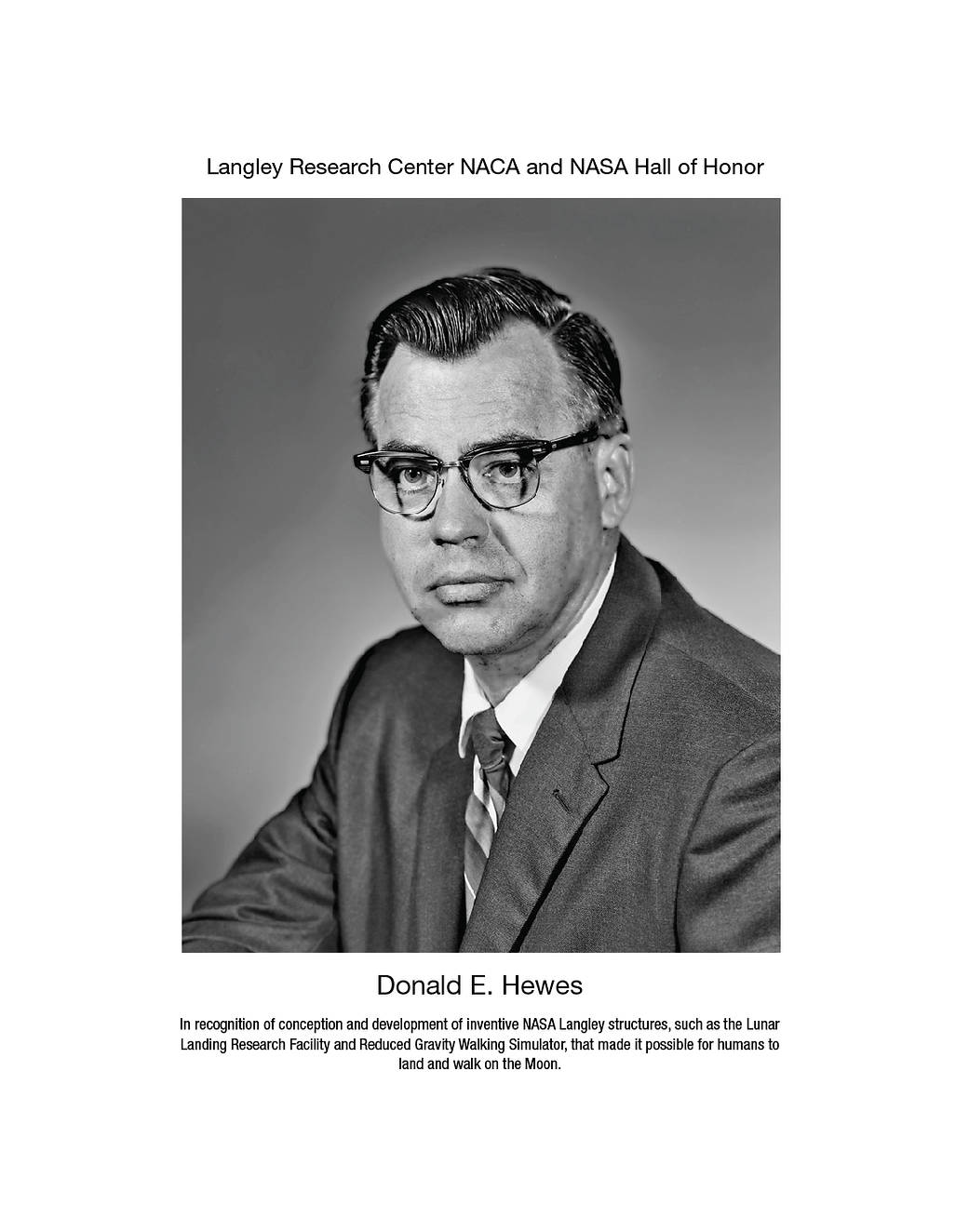 A portrait of Donald E. Hewes.