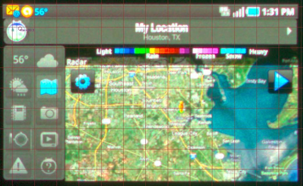 Imaging colorimeter measurement in true color of a smartphone display.