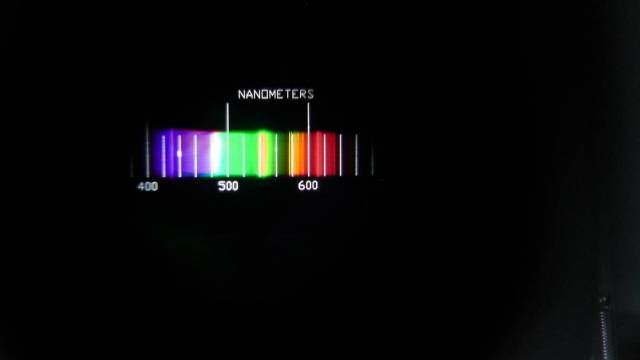 Spectrum captured by a spectroscope of a high intensity discharge lamp.