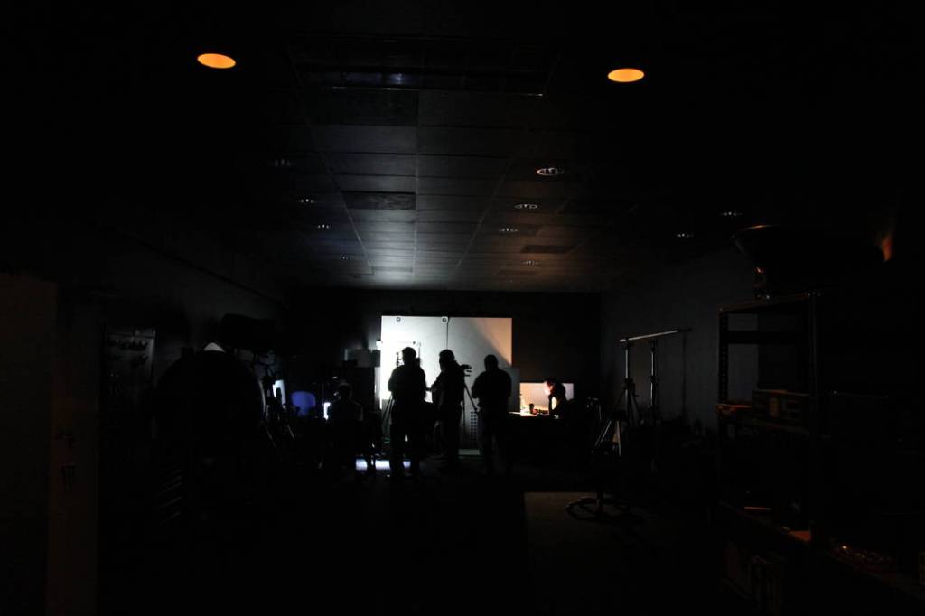 The Lighting Environment Test Facility during an evaluation where over 100,000 lux of light needed to flood the test article.