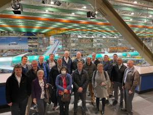 Members of NASA’s Advanced Composites Consortium, including representatives from NASA, the Federal Aviation Administration, Boeing, Spirit Aerosystems, Collins Aerospace, Northrop Grumman, and Electroimpact.