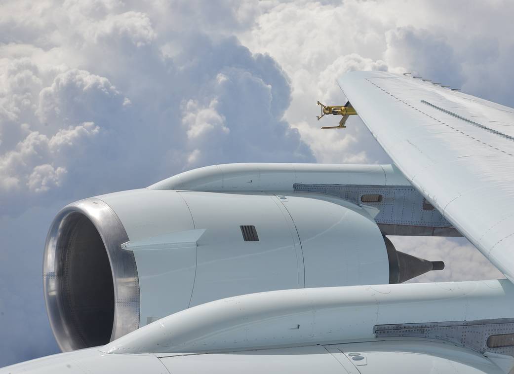 NASA researchers aboard a DC-8 aircraft equipped with special probes flew near storms off the Florida coast.