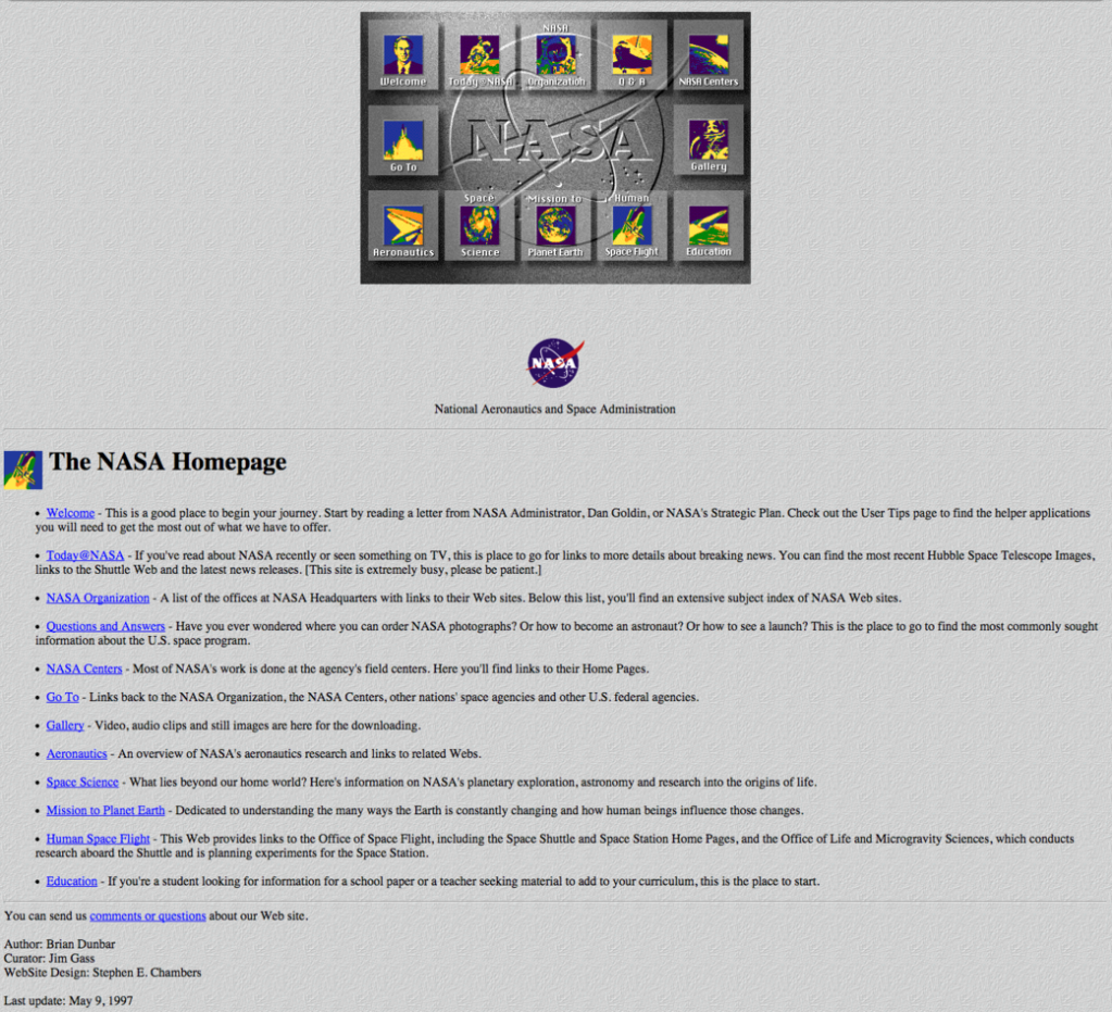 NASA Home Page Design, 1994-97