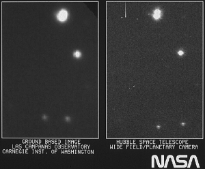 Hubble Wide Field/Planetary Camera First-Light image from 1990