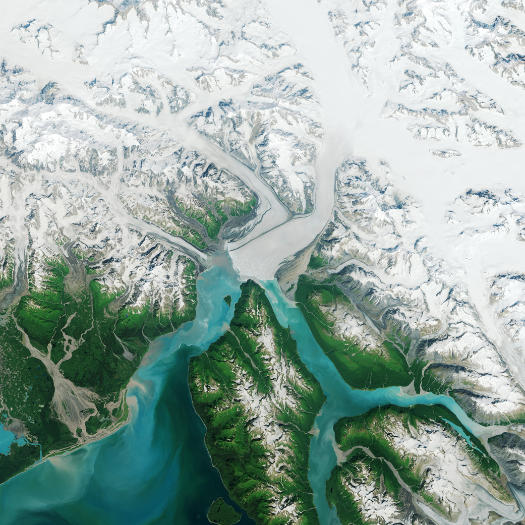 This image, acquired by the Operational Land Imager (OLI) on Landsat 8, shows Hubbard Glacier on July 22, 2014. 