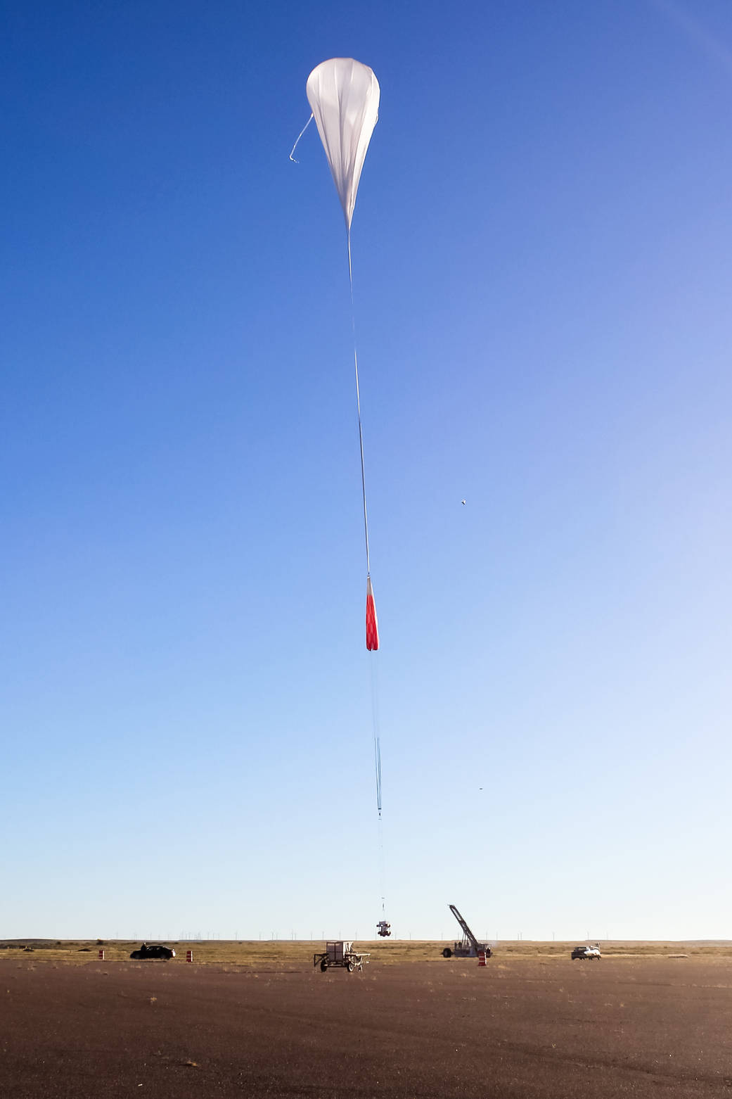 The HySICS and WASP instruments lift off from the Scientific Balloon Flight Facility in Fort Sumner, N.M.
