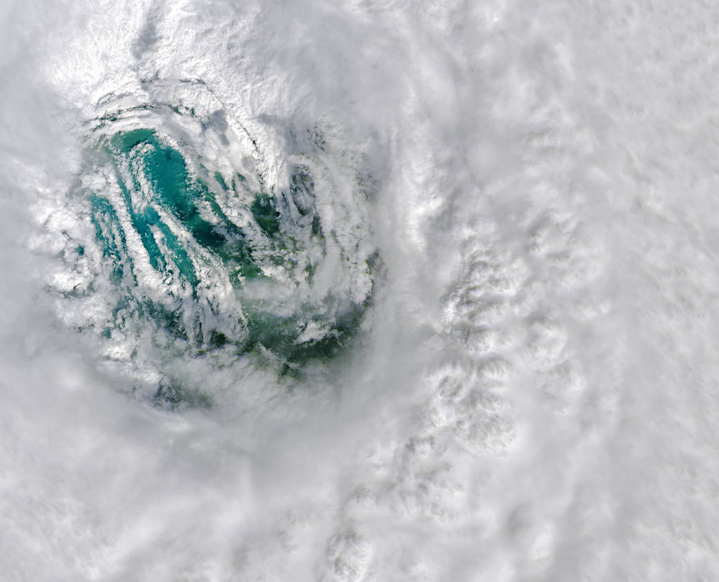 On September 28, the Landsat 8 satellite passed directly over Hurricane Ian’s eye as the storm approached southwest Florida.