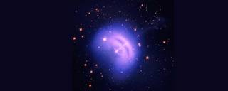 This image shows the Vela pulsar wind nebula. Light blue represents X-ray polarization data from NASA’s Imaging X-ray Polarimetry Explorer. Pink and purple colors correspond to data from NASA’s Chandra X-Ray observatory.