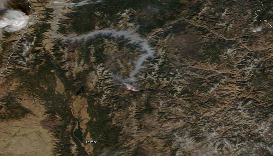 Smoke pattern from prescribed fire in Idaho