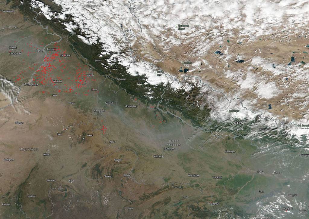 Stubble Fires Evident in the Punjab State of India