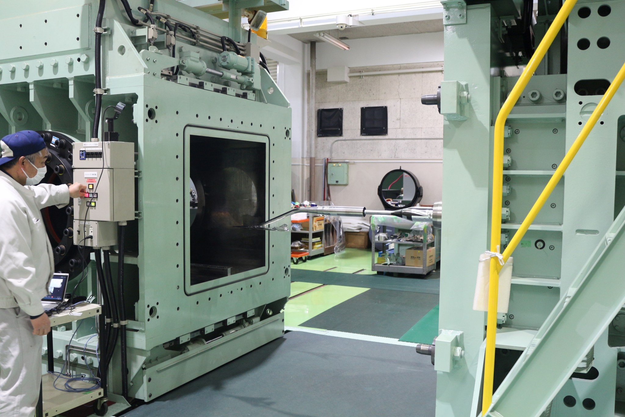 X-59 scale model inside the test area.