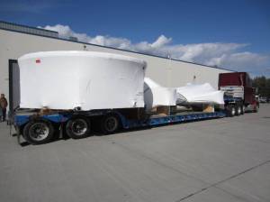 The Orion's stage adapter diaphragm leaves a manufacturing facility at Janicki Industries in Hamilton, Wash.,