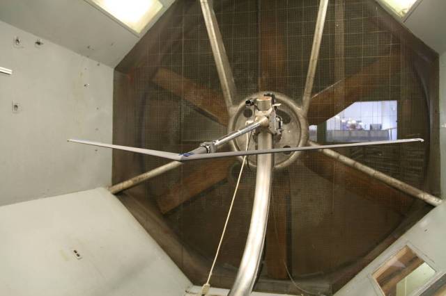 Front View of Prandtl-d Wind Tunnel Model in NASA LaRC 12-Foot Wind Tunnel