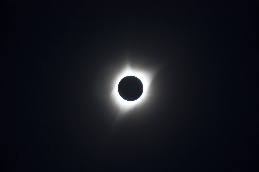 A total solar eclipse is seen Monday, August 21, 2017 from Idaho Falls, Idaho.