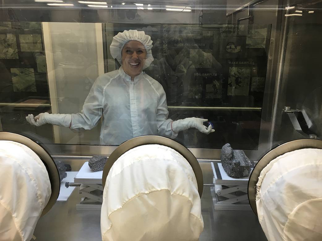 Alyssa Sieffert at the JSC Moon Rock Lab and Facility