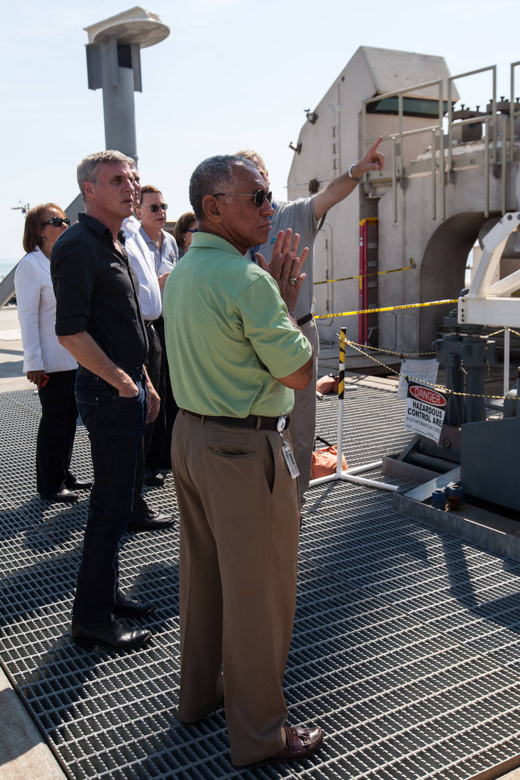 Administrator Charles Bolden toured the Horizontal Integration Facility at NASA's Wallops Flight Facility in Virginia on August 