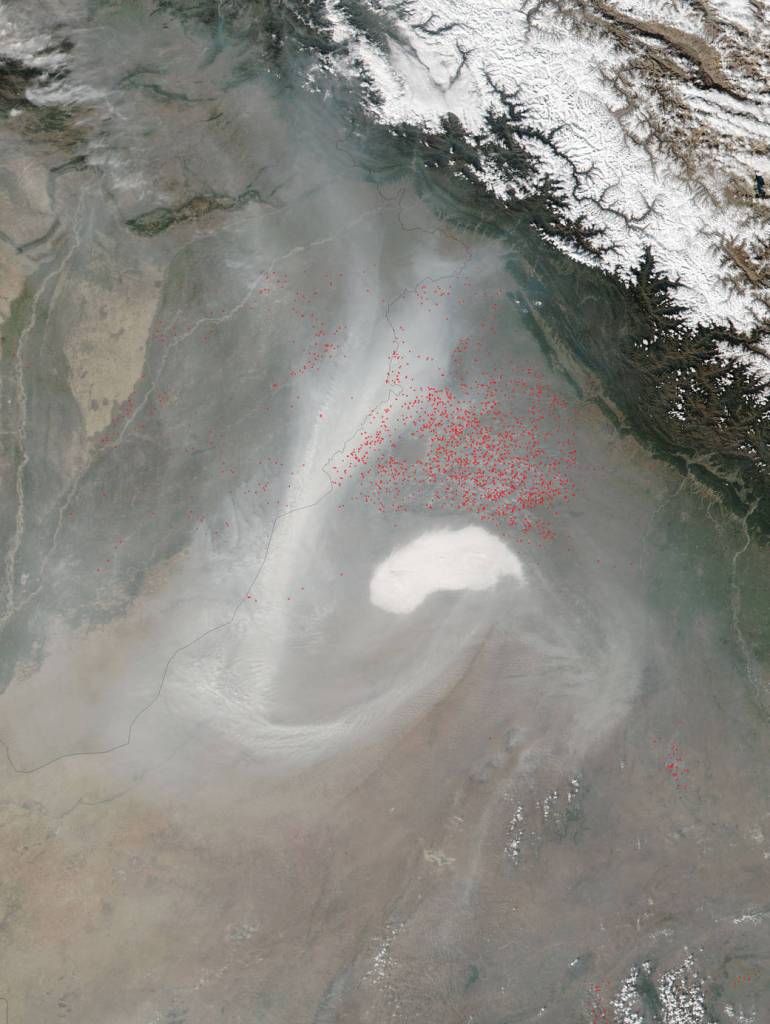 Agricultural Fires and Smoke From Wheat Crops in India