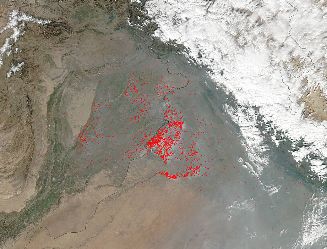 Agricultural fires in India and Pakistan