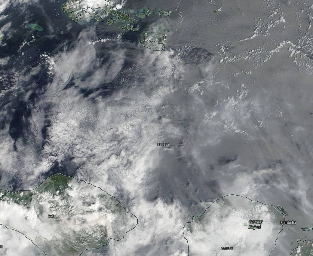 Ash from Mount Agung on the Indonesian island of Bali was visible in imagery from NASA’s Terra satellite. 