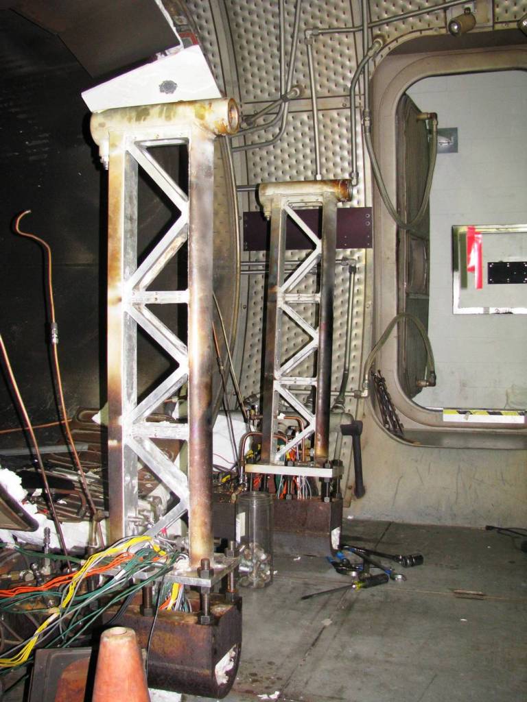 Inside view of the Vacuum Chamber for Test Position 1 showing Diffuser Pipe, facing east