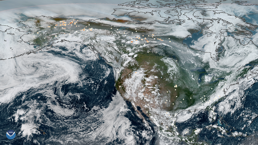 GOES image of the Arctic wildfires