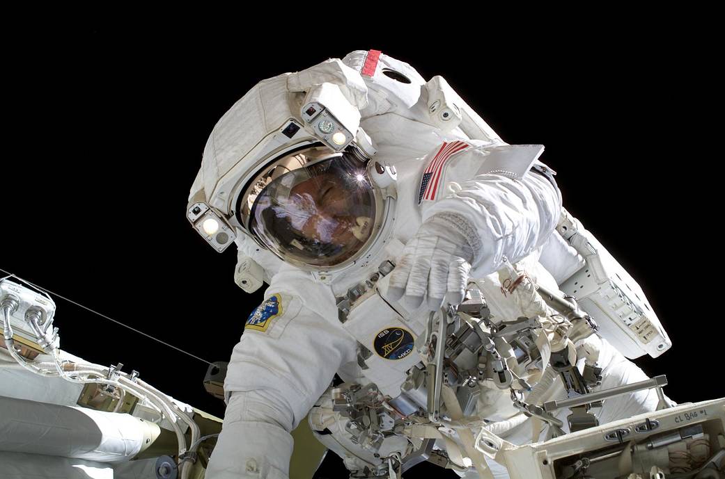 Astronaut in spacesuit on spacewalk