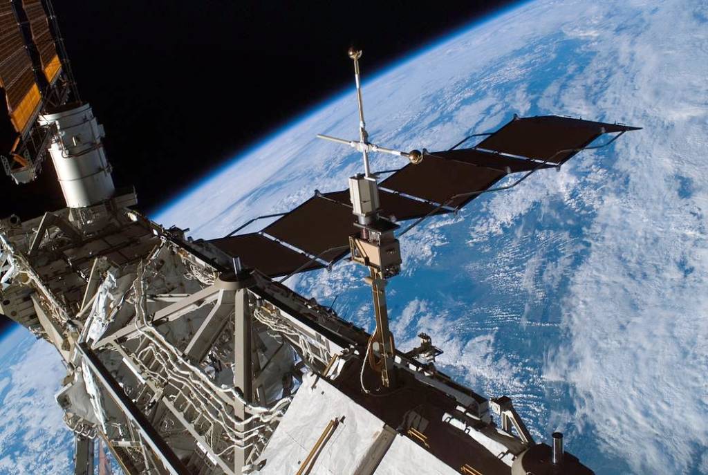 The Floating Potential Measurement Unit is mounted to a truss on the International Space Station