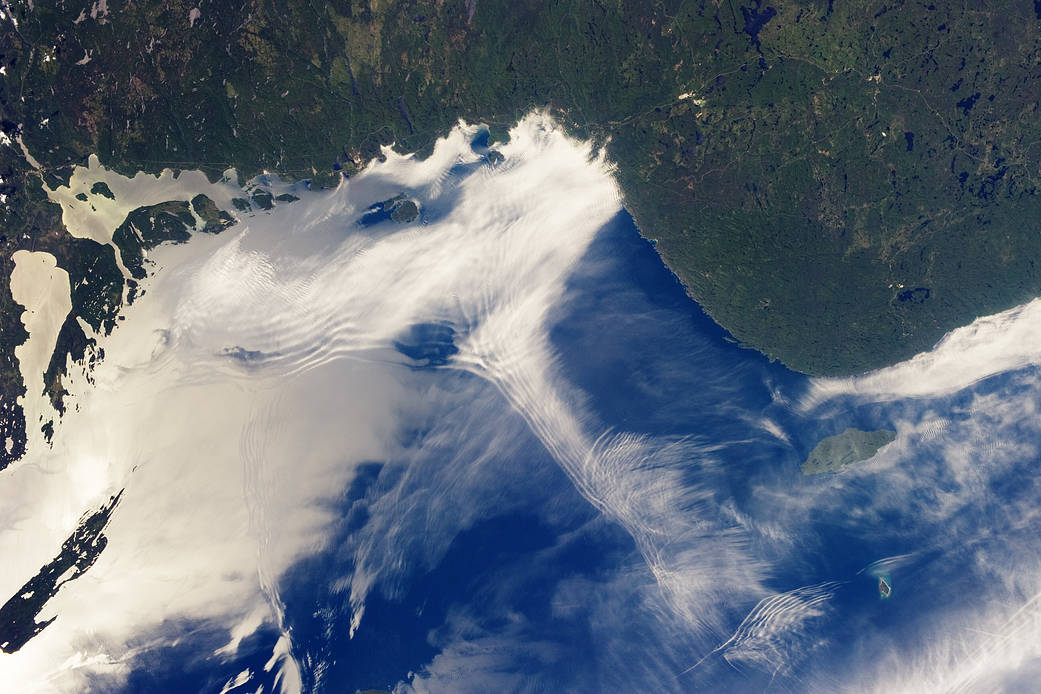 Gravity Waves and Sunglint, Lake Superior. Image Credit: NASA