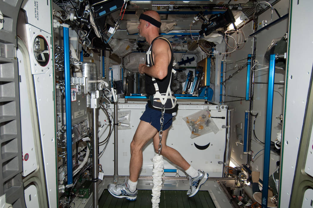 Astronaut Luca Parmitano on Treadmill