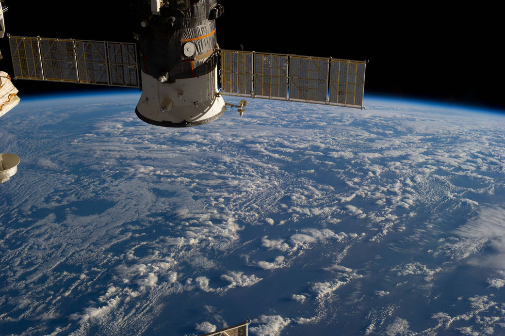 Docked Russian Progress Cargo Spacecraft