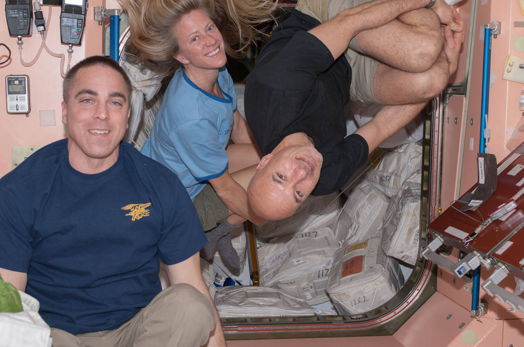 ISS036-E-015477 -- Chris Cassidy, Karen Nyberg and Luca Parmitano