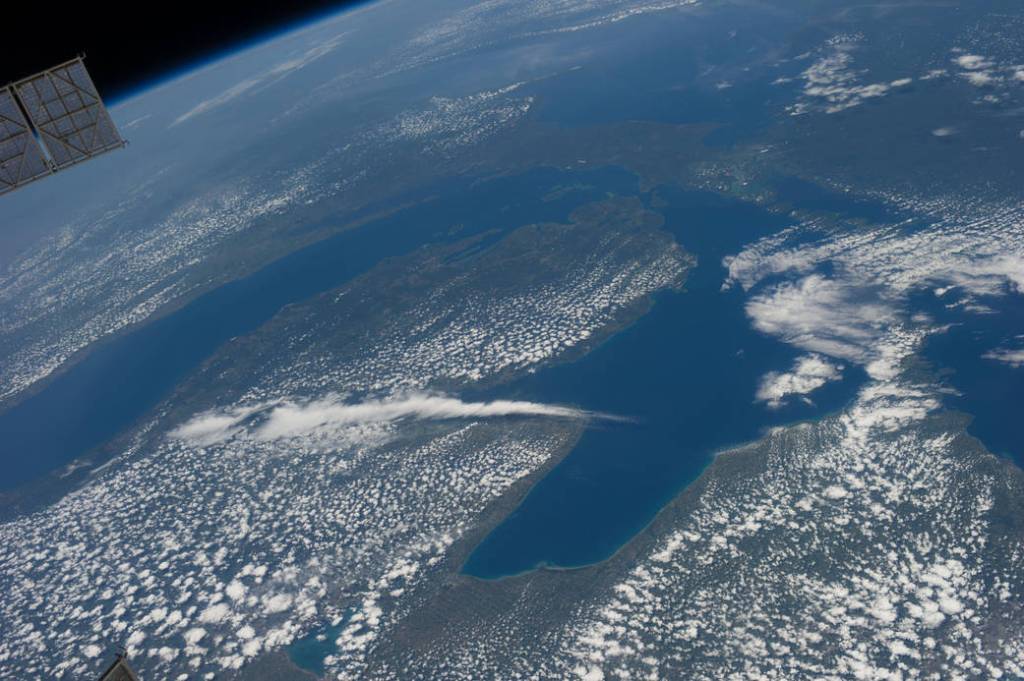 Station Soars Over Michigan, Great Lakes
