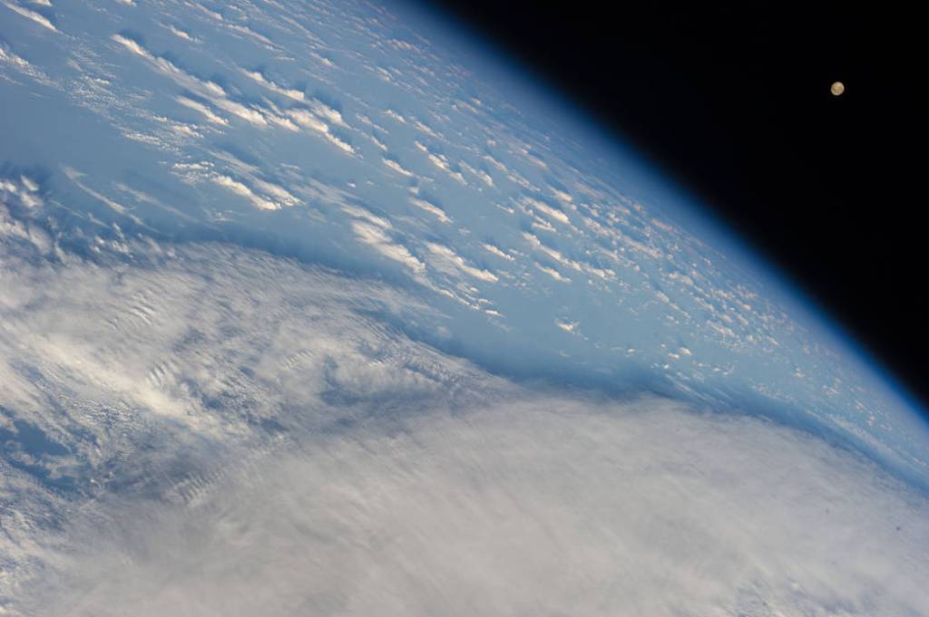Earth’s Horizon and Clouds Over the South Pacific Ocean