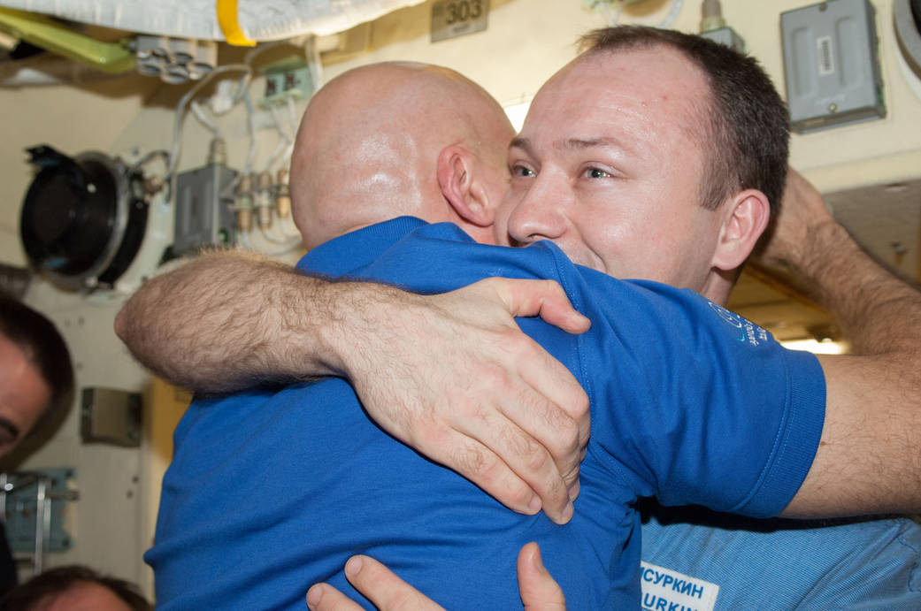 Luca Parmitano and Alexander Misurkin