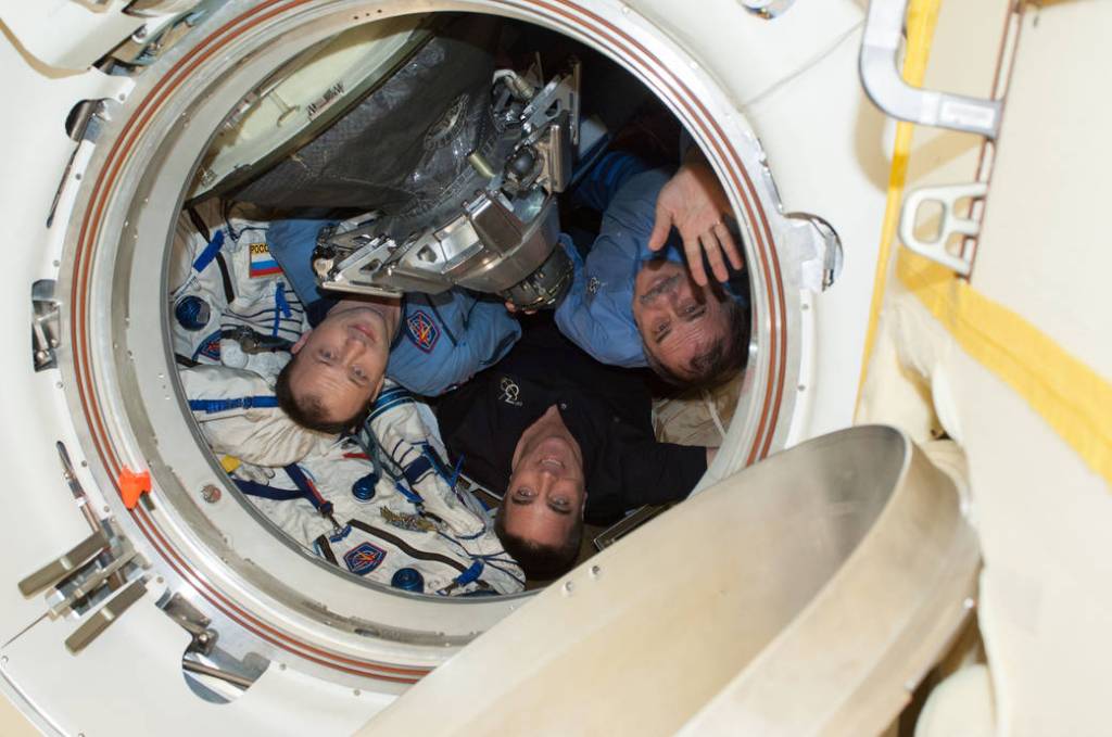 Expedition 36 Crew in the Soyuz TMA-08M Spacecraft