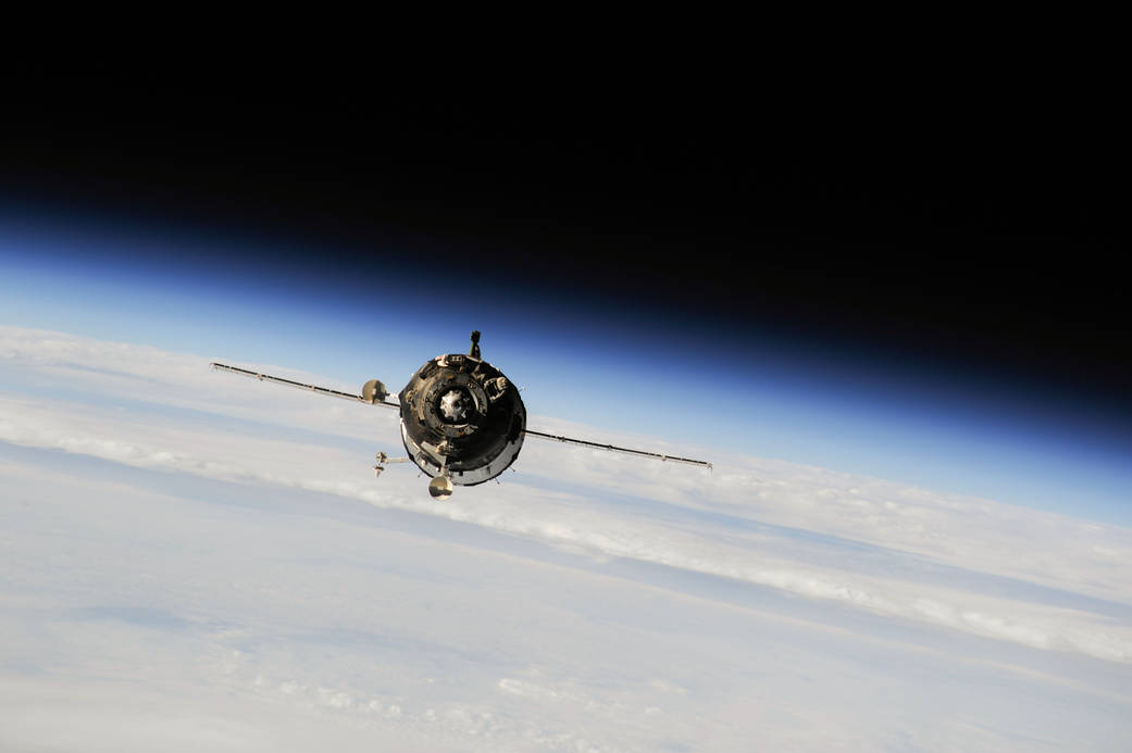 The Soyuz TMA-10M spacecraft approaches the International Space Station, carrying Expedition 37 Soyuz Commander Oleg Kotov, NASA