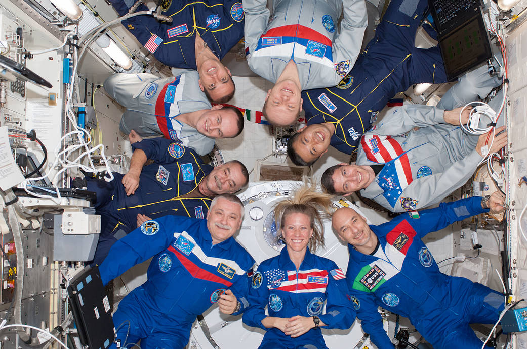 Nine Station Crew Members Gather for Portrait